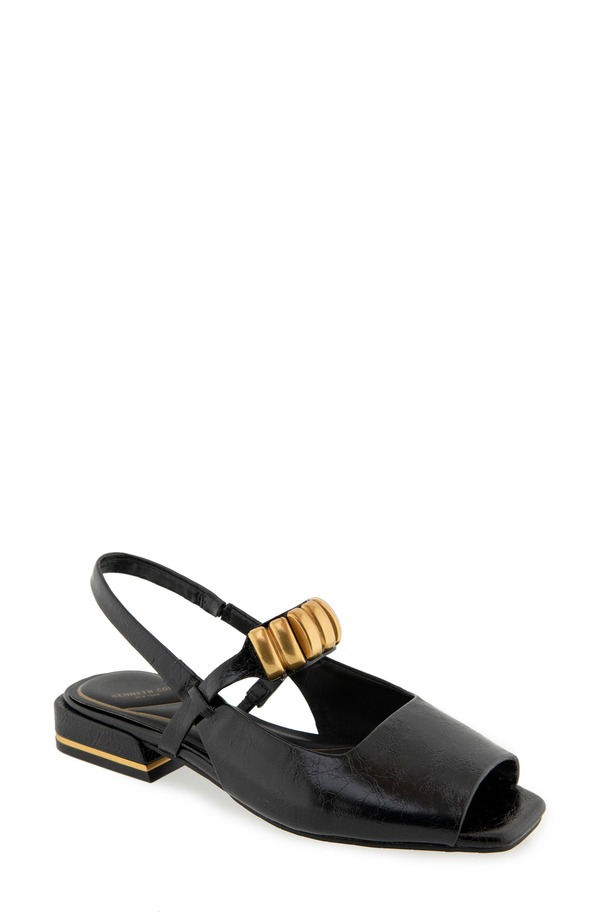 ケネスコール レディース シューズ ヒール サンダル Kenneth Cole Illia Slingback Sandal Black Patent ブラック