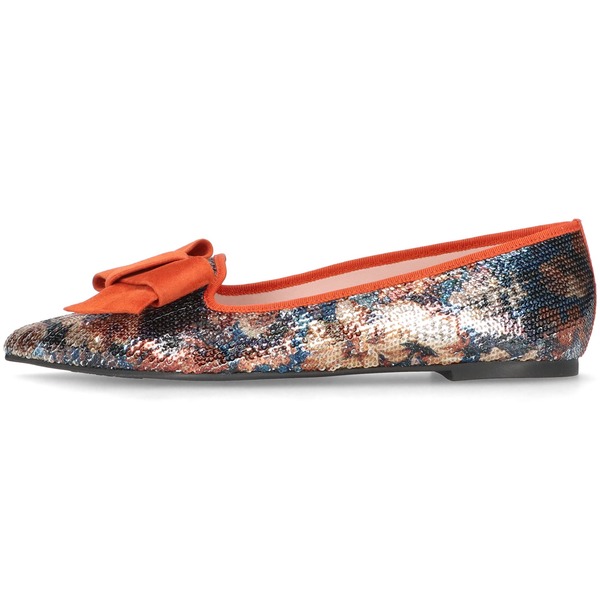 プリティ・バレリーナ レディース シューズ スリッポン・ローファー Pretty Ballerinas Pointed Toe Bow Loafer Orange And Blue 青碧