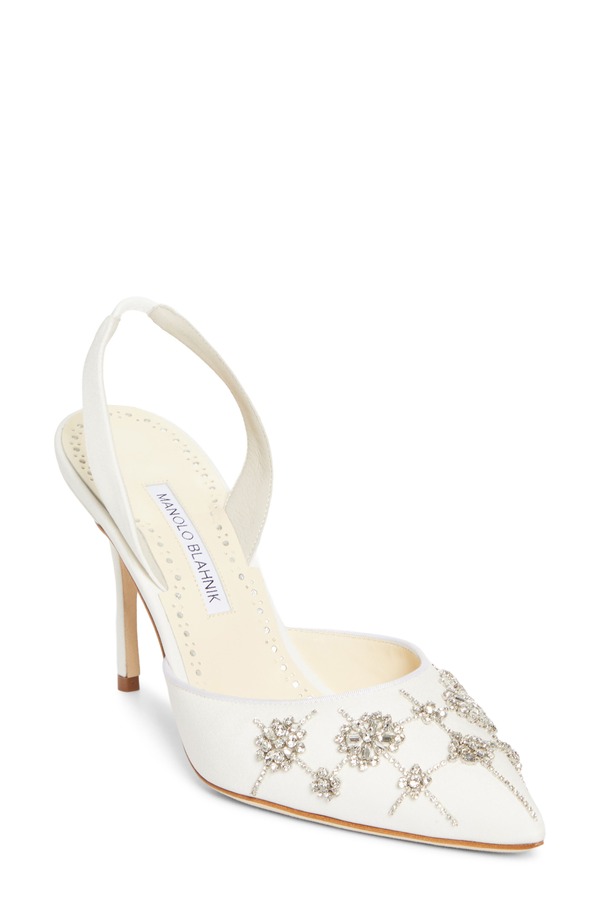 マノロ ブラニク レディース シューズ パンプス Manolo Blahnik Ralynembellished Slingback Pump Cream 皮膚軟化剤