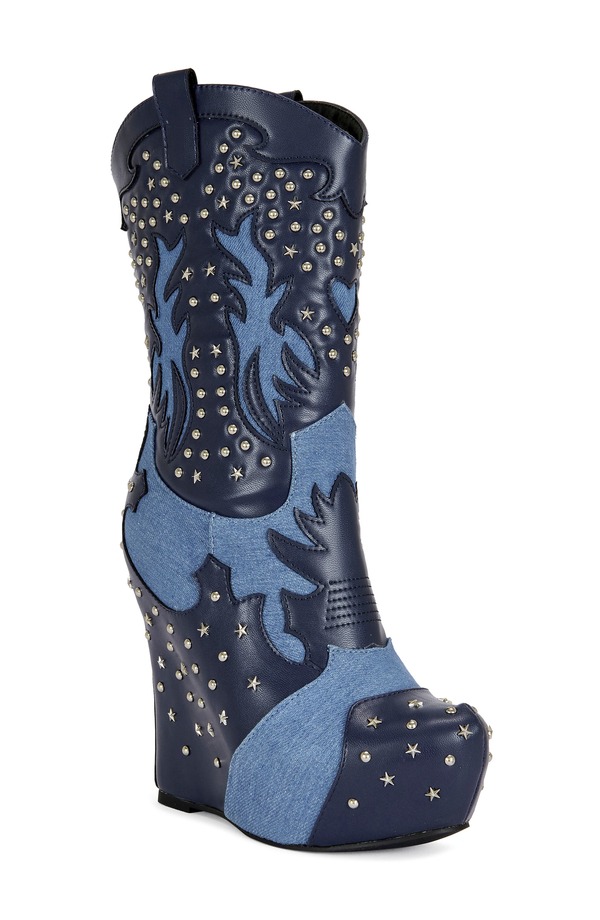 アザレア 壱 レディース シューズ ブーツ・レインブーツ プラットホーム AZALEA WANG Callia Platform Western Boot Denim ジーンズ