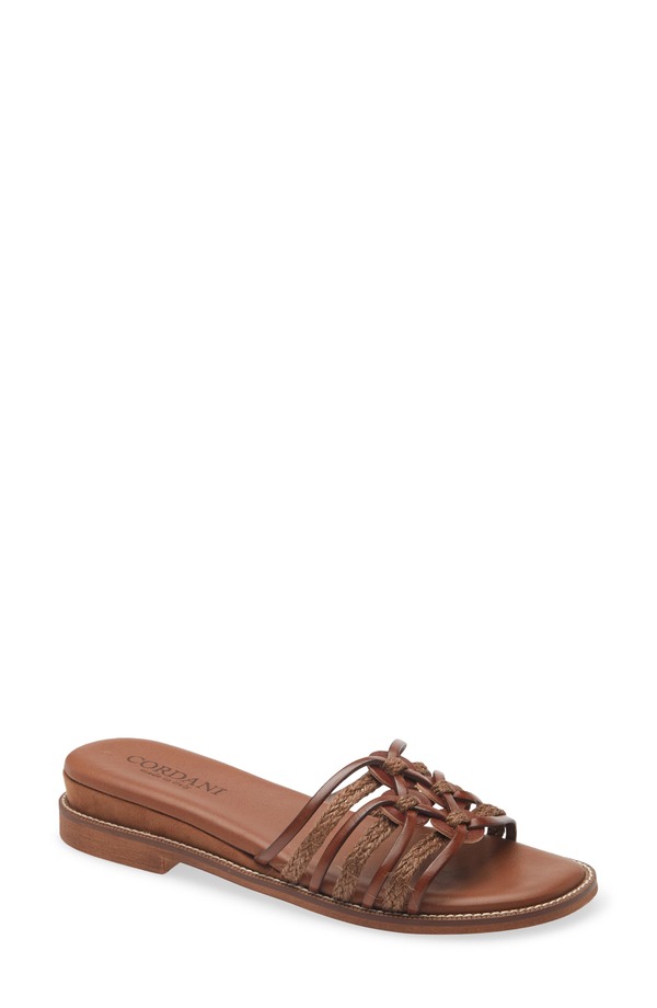 コルダーニ レディース シューズ 踵 サンダル スピード競技 なめし革 Cordani Hollace Leather \u0026 Raffia Slide Sandal Cuoio Leather