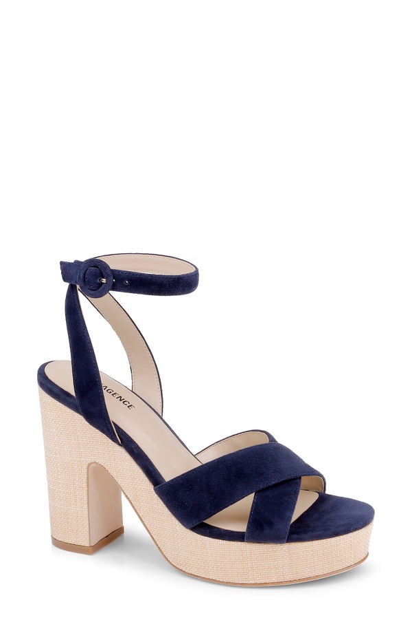 ラジャンス レディース シューズ 踵 プラットホーム サンダル アンクル L\u0027AGENCE Sandrine Ankle Straplatform Sandal Midnight Suede