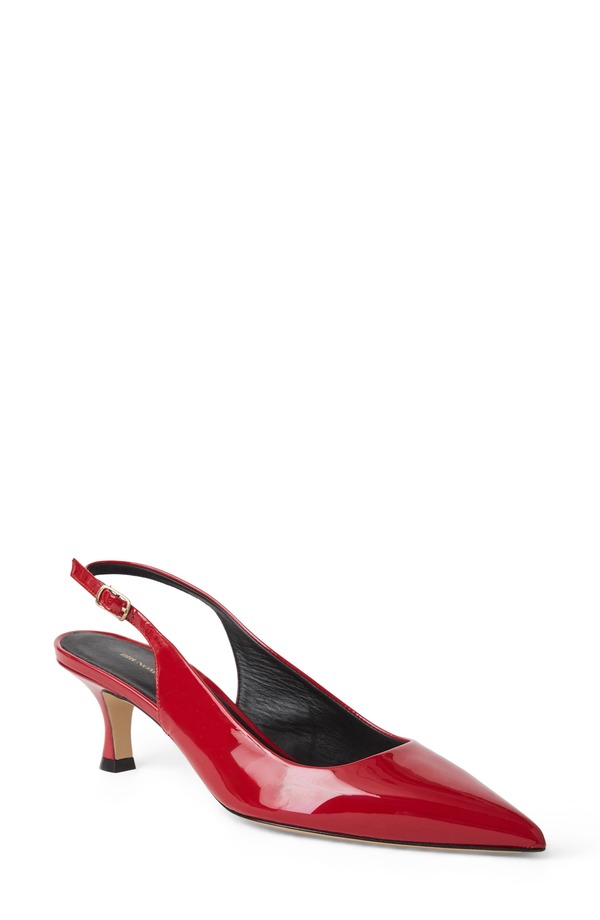 ブルーノマグリ レディース シューズ 踵 Bruno Magli Palerma Slingback Pointed Toe Kitten Heel Pump Berry Patent