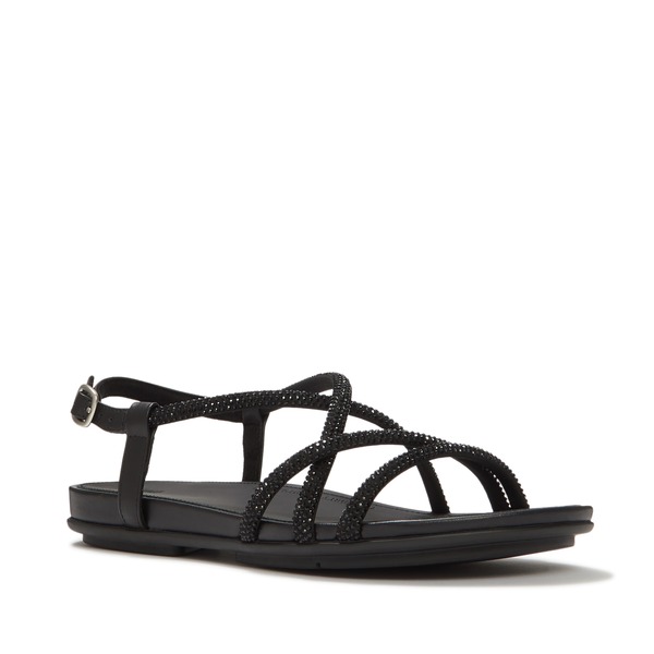 フィットフロップ レディース シューズ ヒール サンダル FitFlop Gracie Crystal Strappy Sandall Black ブラック