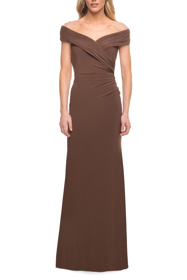 ラフェム レディース トップス ワンピース ジャージー La Femme Off The Shoulder Jersey Dress with Ruching Cocoa ココア 51,480円
