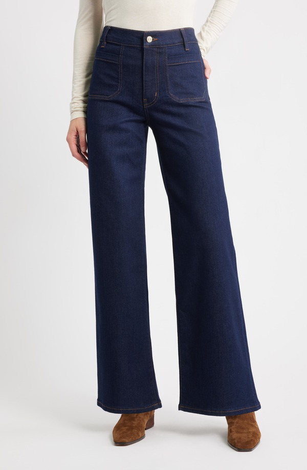 フレーム レディース ボトムス デニムパンツ ワイドレッグ ハイウエスト ジーンズ FRAME Le Slim Palazzo Patch Pocket High Waist Wide Leg Jeans Rinse｜ReVida 店