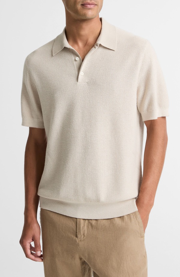 ヴィンス メンズ アウター パーカー・スウェット ポロシャツ セーター Vince Geometric Jacquard Polo Sweater Mineral/Classicrea