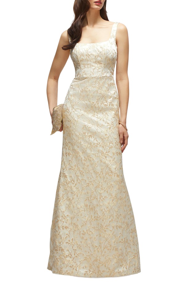 ドレッシーコレクション レディース トップス ワンピース トール Dessy Collection Bettina Metallic Brocade Trumpet Gown Champagne Filigree シャンパン 50,280円