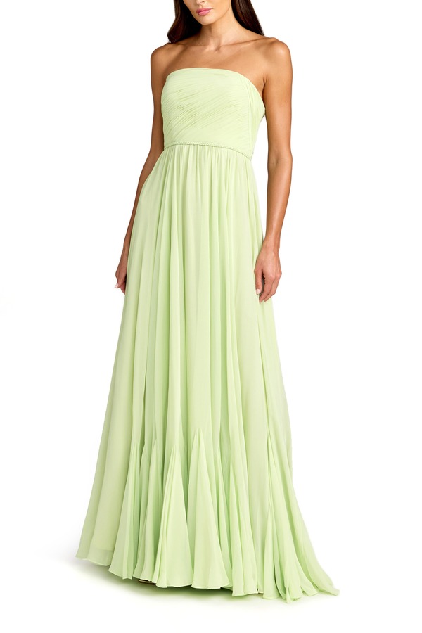 マックダガル レディース トップス ワンピース シフォン ストラップレス Mac Duggal Strapless Chiffon Gown With Braided Belt Mint ミント