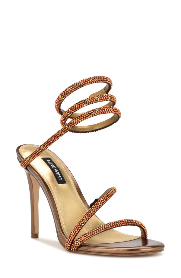 ナインウェスト レディース シューズ 踵 サンダル アンクル Nine West Maskill Rhinestone Ankle Wrap Sandal Gold 710 ゴールド