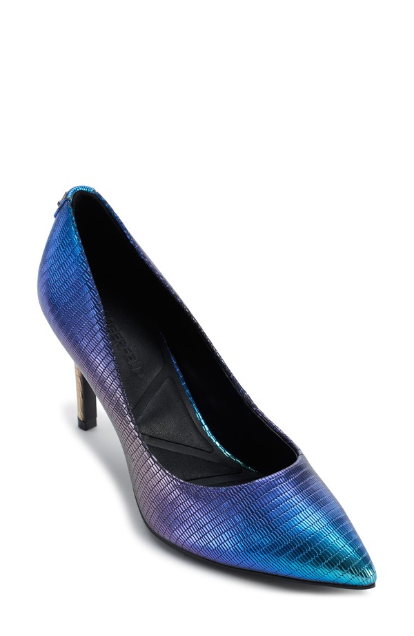 長い巻き毛 ラガーフェルド レディース シューズ 踵 KARLAGERFELD PARIS Royale Pointed Toe Pump Blue Multi 青み