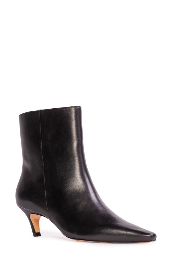 ブラックスエードスタジオ レディース シューズ ブーツ・レインブーツ ヒール BLACK SUEDE STUDIO Avenue 50 Pointed Toe Kitten Heel Bootie Black Nappa Leather ブラック|ReVida 店