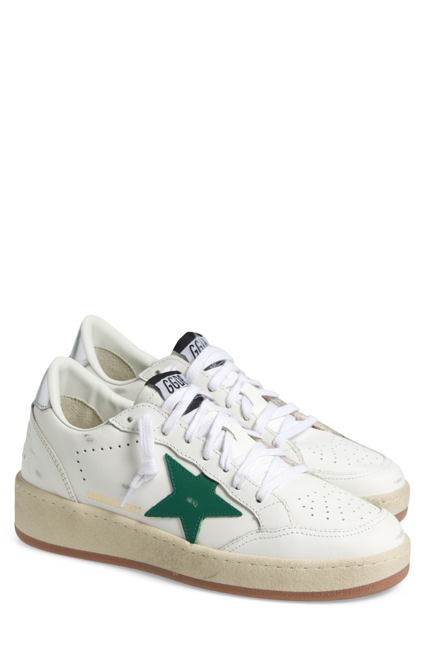 ゴールデングース レディース シューズ スニーカー Golden Goose Ball Star 2 Low Top Sneaker White/ Green/ Silver ホワイト