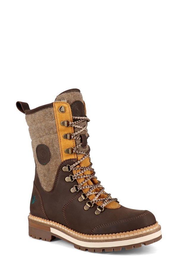 サンタナカナダ レディース シューズ ブーツ・レインブーツ Santana Canada Cariboo Waterproof Mixed Media Boot Dark Brown / Saddle ブラウン｜ReVida 店