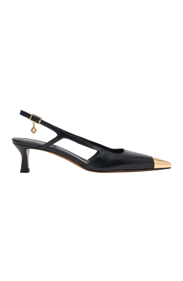 マージュ レディース シューズ パンプス なめし革 maje Smooth leather slingback pumps Black 黒いこと
