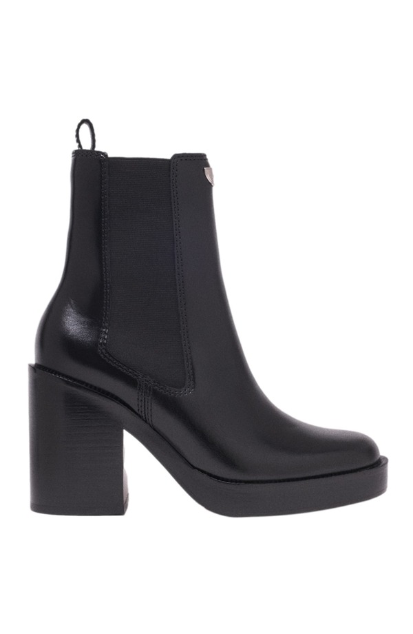 マージュ レディース シューズ ブーツ・レインブーツ チェルシーブーツ チェルシー なめし革 踵 maje Heeled leather Chelsea boots Black 黒いこと