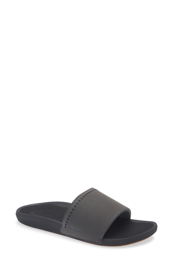 オルカイ レディース シューズ サンダル OluKai Ulele Wateresistant Slide Sandal Black / Black 黒いこと レディース靴-コンフォートサンダル