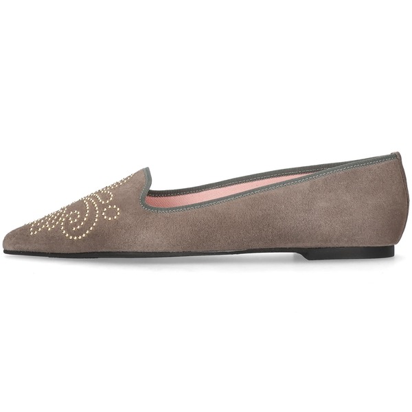プリティ・バレリーナ レディース シューズ スリッポン・ローファー Pretty Ballerinas Pointed Toe Studded Loafer Grey 薄墨色