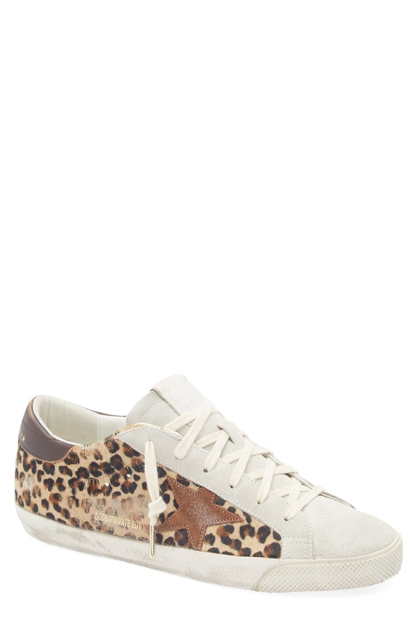 ゴールデングース レディース シューズ スニーカー 刷り上げる Golden Goose Super-Star Leopard Print Genuine Calf Hair Sneaker Beige Brown / Beige/ Red 赤いこと