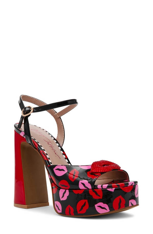 ベッツィジョンソン レディース シューズ ヒール プラットフォーム サンダル アンクル Betsey Johnson Allyson Ankle Straplatform Sandal Multi Lips マルチカラー|ReVida 店