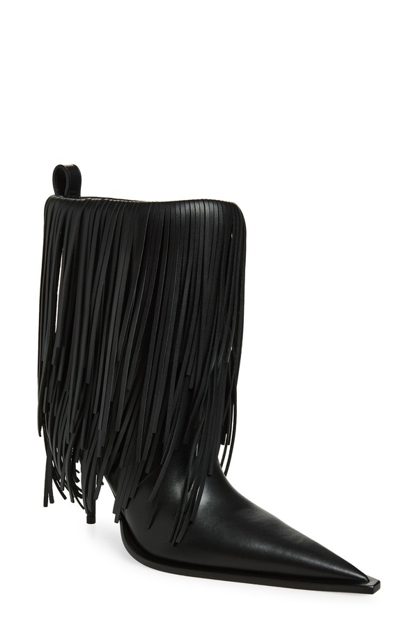 バレンシアガ レディース シューズ ブーツ・レインブーツ フリンジ Balenciagavenue Fringe Pointed Toe Boot Black 黒いこと