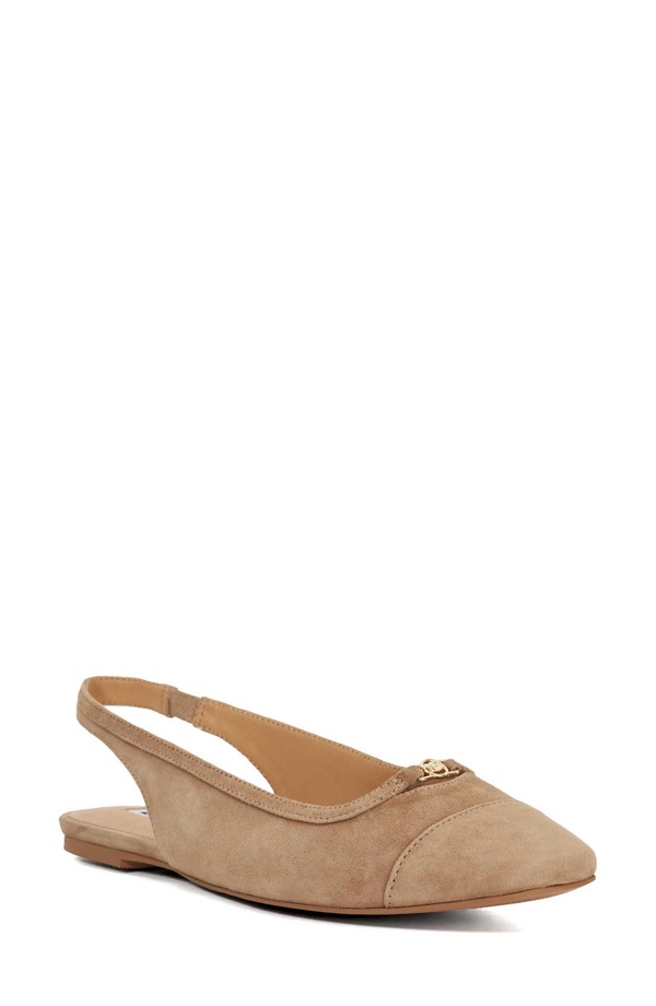 デューンロンドン レディース シューズ サンダル キャップ Dune London Hanna Slingback Cap Toe Flat Caramel｜ReVida 店