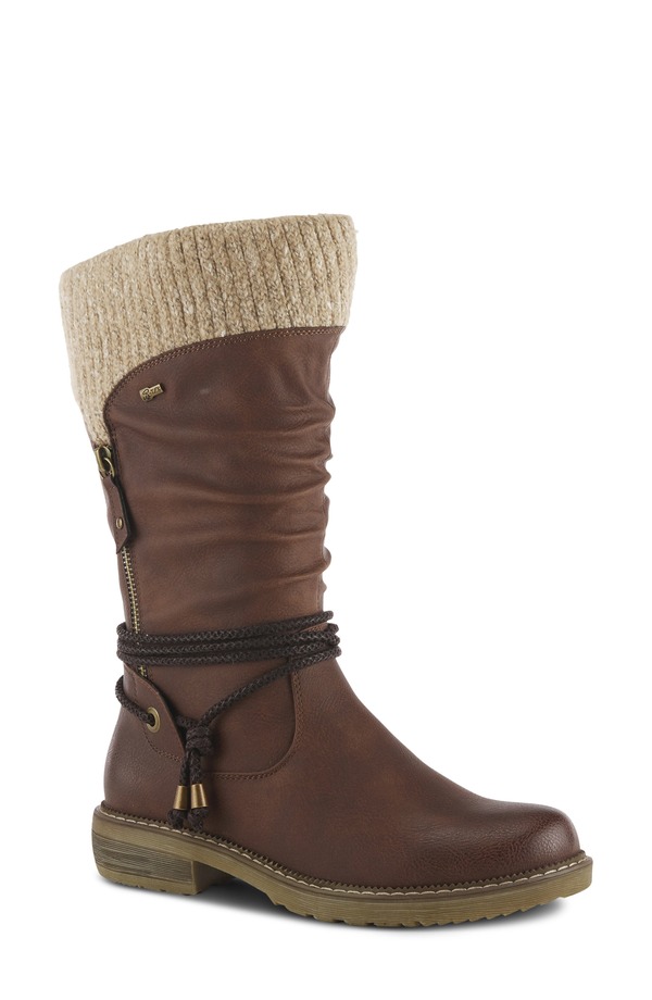 春月踏み段 レディース シューズ ブーツ・レインブーツ 旗がしら Spring Step Acaphine Wateresistant Faux Shearling Boot Brown 赤銅色
