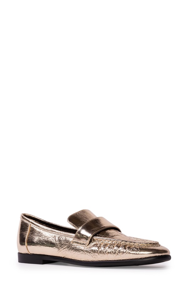 ブラックスエードスタジオ レディース シューズ スリッポン・ローファー BLACK SUEDE STUDIO Arrow Loafer Gold Crinkled Leather ゴールド