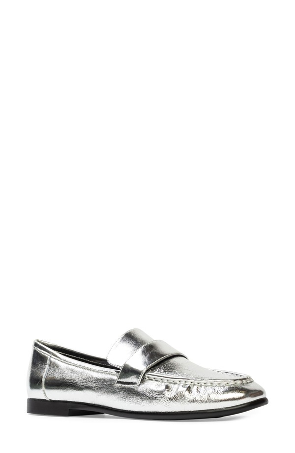 ブラックスエードスタジオ レディース シューズ スリッポン・ローファー BLACK SUEDE STUDIO Arrow Loafer Silver Crinkle しろがね色