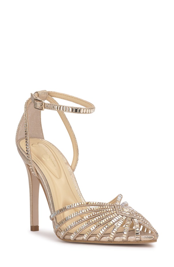 ジェシカシンプソン レディース シューズ 踵 アンクル Jessica Simpson Paveri 2 Pointed Toe Ankle Strapump Champagne 三鞭酒
