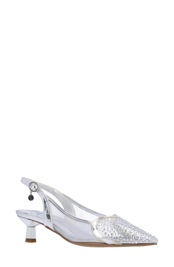 ジェイレニー レディース シューズ 踵 J. Rene Gwyn Pointed Toe Slingback Pump Silver/ Clear しろがね色