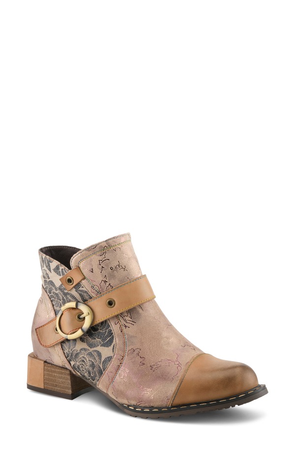 発条足取り レディース シューズ ブーツ・レインブーツ 旗がしら L\u0027Artiste by Spring Step Sipperb Cap Toe Bootie Beige Multi ベージュ