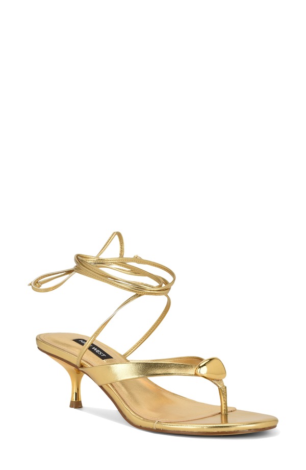 ナインウェスト レディース シューズ 踵 サンダル アンクル Nine West Batty Ankle Wrap Sandal Gold ゴールド