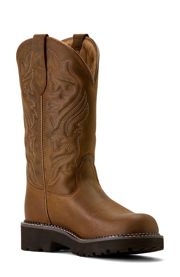 アリアト レディース シューズ ブーツ・レインブーツ Ariat Fatbaby Dawn Western Boot Distressed Brown 赤銅色