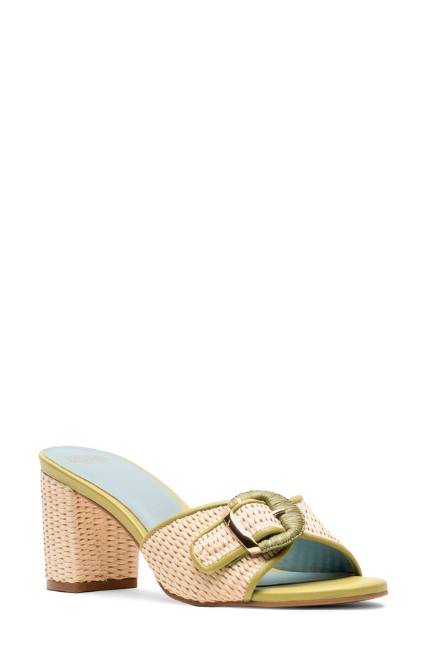 フランセスバレンタイン レディース シューズ 踵 サンダル Frances Valentine Taylor Block Heel Sandal Natural/ Green 緑であること