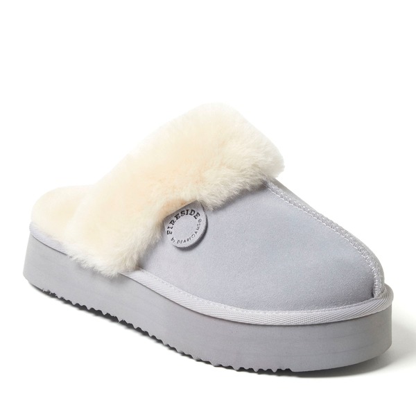 ディアフォームズ レディース シューズ サンダル プラットフォーム DEARFOAMS Fireside Melton Genuine Shearling Platform Scuff Slipper Sleet