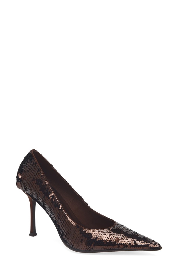 ジェフリー キャンベル レディース シューズ 踵 スパンコール Jeffrey Campbell Risk Sequin Pointed Toe Pump Brown 赤銅色