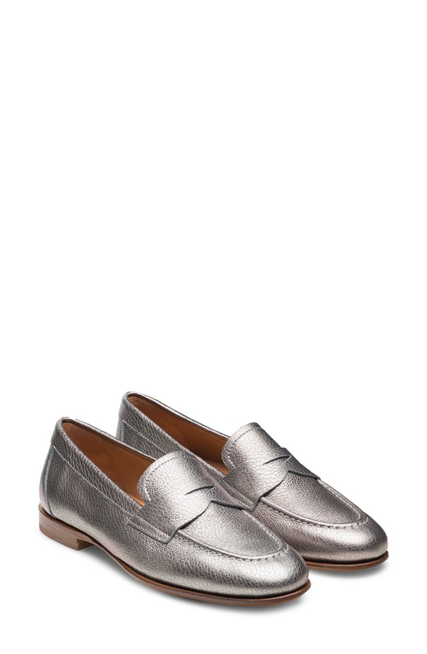 マグナーニ レディース シューズ スリッポン・ローファー Magnanni Sonya Penny Loafer Silver しろがね色