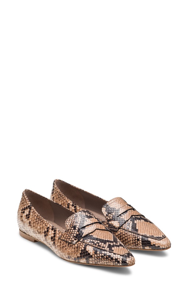 マグナーニ レディース シューズ スリッポン・ローファー Magnanni Stasia Penny Loafer Beige Python Embossed ベージュ