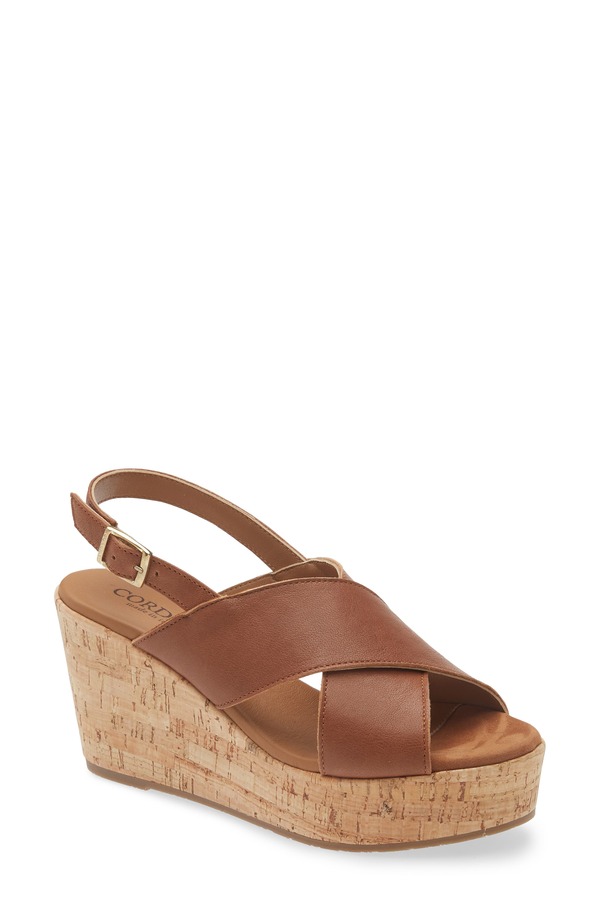 コルダーニ レディース シューズ ヒール プラットフォーム サンダル Cordani Dovi Slingback Platform Wedge Sandal Cuoio Leather