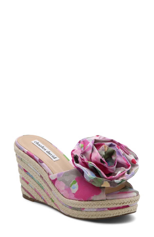 チャールズ・デイビッド レディース シューズ ヒール プラットフォーム サンダル Charles David Crash Esapdrille Platform Wedge Slide Sandal Magenta マゼンタ｜ReVida 店