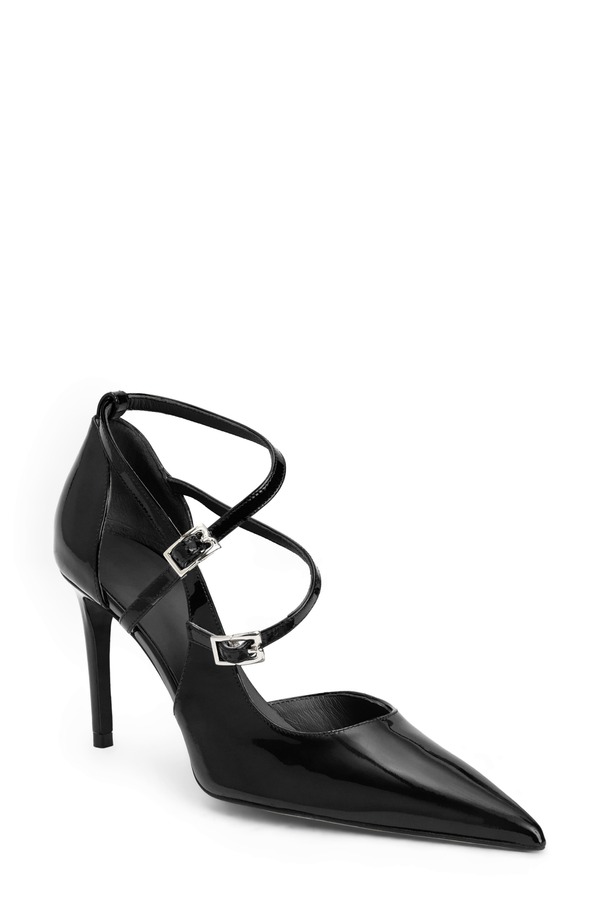 ブルーノマグリ レディース シューズ 踵 Bruno Magli Primavera Strappy Pointed Toe Pump Black Patent 黒いこと