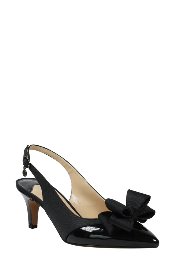 ジェイレニー レディース シューズ 踵 J. Rene Gabino Slingback Pump Black/ Black Fabric 黒いこと