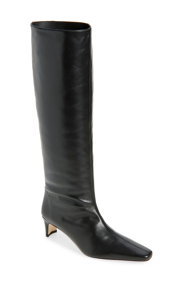 スタウド レディース シューズ ブーツ・レインブーツ STAUD Wally Knee High Boot Black Leather 黒いこと