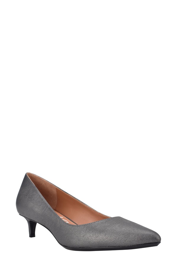 カルバンクライン レディース シューズ 踵 Calvin Klein Gabrianna Kitten Heel Pumpewter Leather ピューター