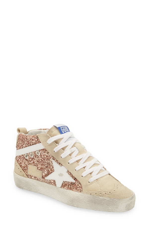 ゴールデングース レディース シューズ スニーカー Golden Goose Mid Star Glitter Sneaker Peach/ Pearl/ White 白いこと