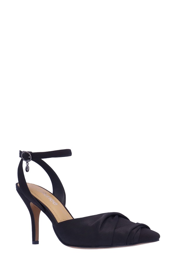 ジェイレニー レディース シューズ 踵 アンクル J. Rene Leander Ankle Strapointed Toe Pump Black 黒いこと