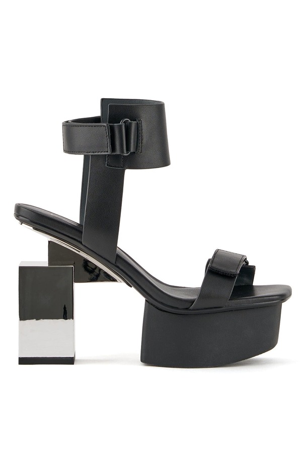 ユナイテッド素っぽんぽん レディース シューズ 踵 サンダル United Nude Cubist Sandal Black + Silver 黒いこと