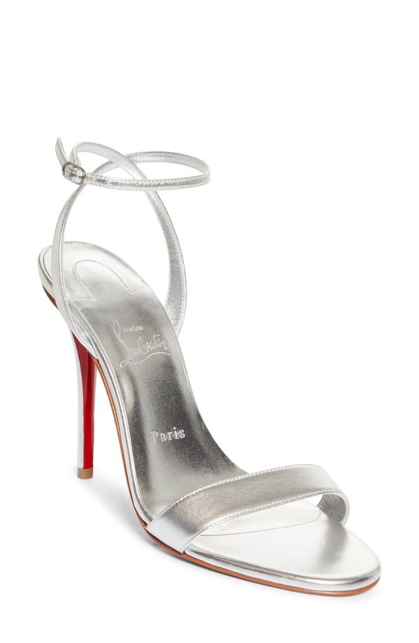 クリスチャン・ルブタン レディース シューズ サンダル トール アンクル Christian Louboutin Miss Z Metallic Ankle Strap Sandal Silver/ Silver シルバー 163,400円