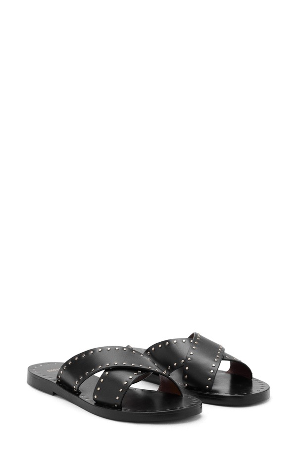 マンゴ レディース シューズ サンダル MANGO Studded Slide Sandal Black ブラック|ReVida 店